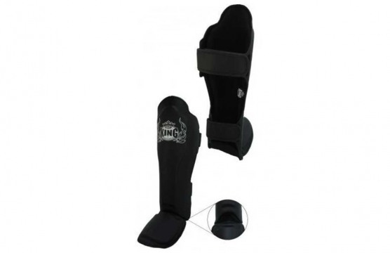 Top King Black "Pro" Shin Guards ***Full Leather***